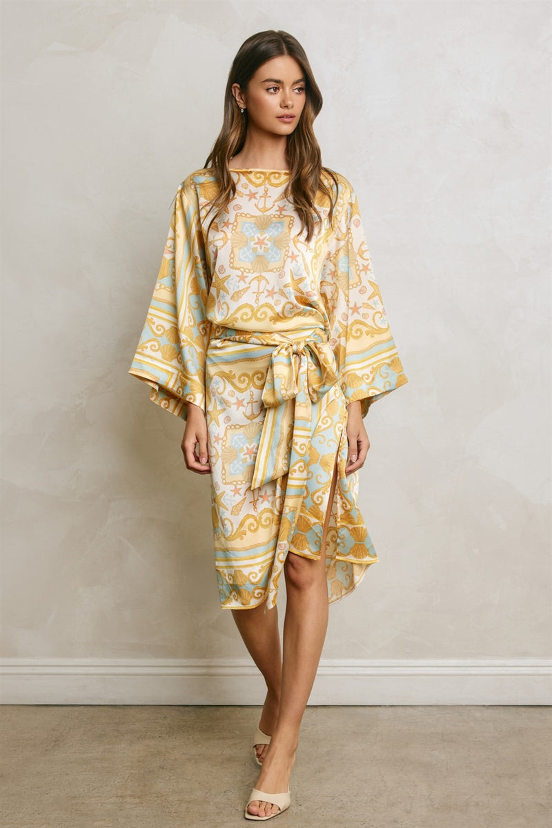 midi dress with kimono sleeves Aime Satin Sleeve Wrap Tie Front carefree vibe—perfect for twirling Size:XXXXL(8yrs) Black Gothic Bedroom Furniture Long scarf
