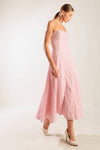 Ada Textured Woven Strapless Midi Dress