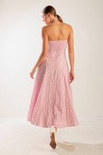 Ada Textured Woven Strapless Midi Dress