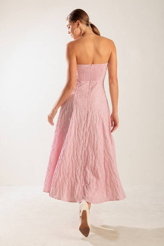 Ada Textured Woven Strapless Midi Dress