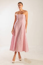 Ada Textured Woven Strapless Midi Dress
