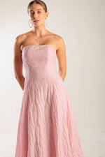 Ada Textured Woven Strapless Midi Dress