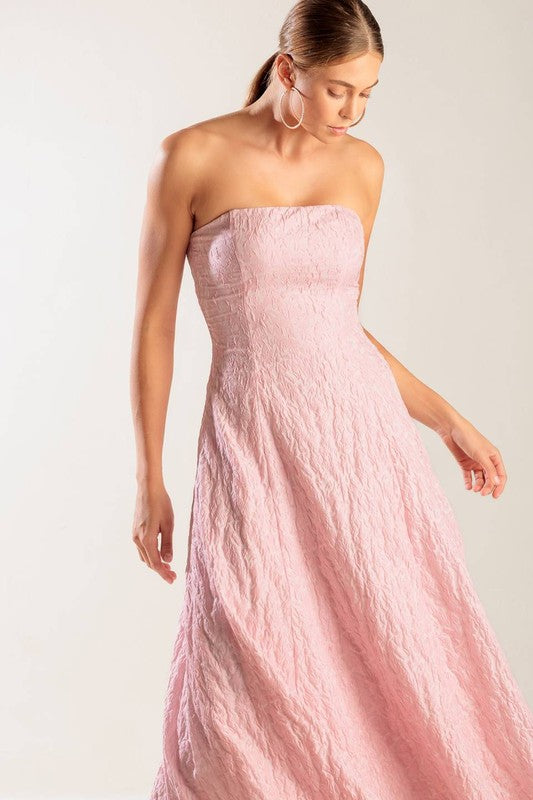 Ada Textured Woven Strapless Midi Dress