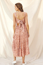 Kaylee Tie In Back Midi Dress - Mauve/Blush