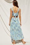 Kaylee Tie In Back Midi Dress - Blue Floral