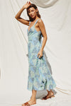 Kaylee Tie In Back Midi Dress - Blue Floral