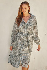 Jane Flowy Printed Button Down Midi Dress