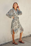 Jane Flowy Printed Button Down Midi Dress