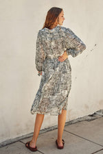 Jane Flowy Printed Button Down Midi Dress