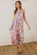 Luiza Plunging Halter Maxi Dress - Light Floral/Multi