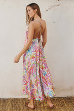 Luiza Plunging Halter Maxi Dress - Light Floral/Multi
