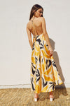 Luiza Plunging Halter Maxi Dress - Black/Gold