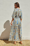 Micaela Kimono Sleeve Plunge V-Neck Maxi Dress