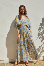 Micaela Kimono Sleeve Plunge V-Neck Maxi Dress