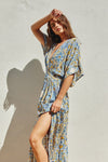 Micaela Kimono Sleeve Plunge V-Neck Maxi Dress