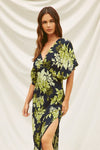 Amabelle Floral Kimono Sleeve Maxi Dress - Navy/Green