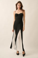 Charleigh Sweetheart Knit & Mesh Contrast Maxi Dress