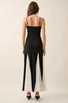 Charleigh Sweetheart Knit & Mesh Contrast Maxi Dress