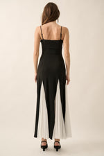 Charleigh Sweetheart Knit & Mesh Contrast Maxi Dress
