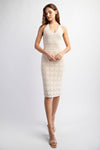 Vesa Halter Knit V-Neck Midi Dress - Cream