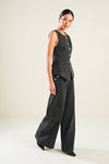 Liyah Denim Vest Top & Wide Pant Set - Black Denim