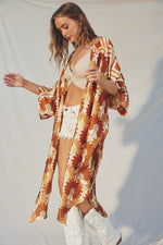 Drusilla Leaf Print Kimono & Wide Leg Pants Set - Rust