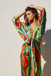 Drusilla Tropical Print Kimono & Wide Leg Pants Set - Green Tropical