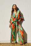 Drusilla Tropical Print Kimono & Wide Leg Pants Set - Green Tropical