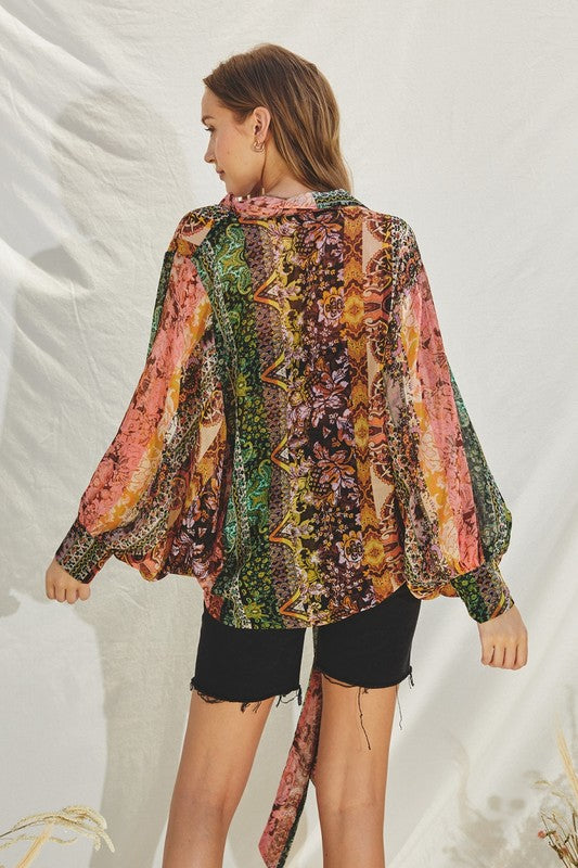 Rylie Front Tie Paisley Print Top - Paisley Print