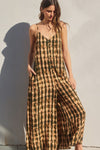 Mimi Print V-Neck Crop Jumpsuit - Tie Dye