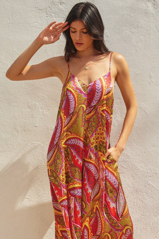 Miracle Paisley V-neck Jumpsuit - Multi/Paisley