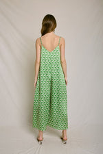 Mimi Print Tie Back Crop Jumpsuit - Green