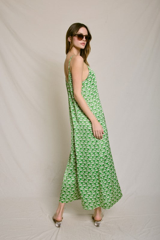Mimi Print Tie Back Crop Jumpsuit - Green