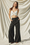 Rayonne High Waist Linen Pants - Black