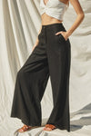 Rayonne High Waist Linen Pants - Black