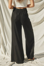 Rayonne High Waist Linen Pants - Black