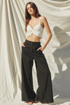 Rayonne High Waist Linen Pants - Black