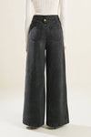 Liyah Denim Vest Top & Wide Pant Set - Black Denim