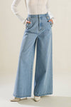 Liyah Denim Vest Top & Wide Pant Set - Blue Denim