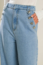 Liyah Denim Vest Top & Wide Pant Set - Blue Denim