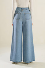 Liyah Denim Vest Top & Wide Pant Set - Blue Denim