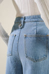 Liyah Denim Vest Top & Wide Pant Set - Blue Denim