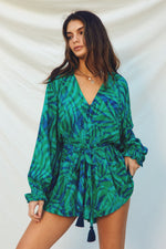 Raven Tropical Print Long Sleeve Romper