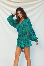 Raven Tropical Print Long Sleeve Romper