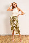 Siera Crochet Halter Top & Tropical Wrap Midi Skirt Set