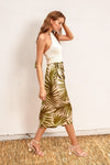 Siera Crochet Halter Top & Tropical Wrap Midi Skirt Set