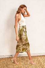 Siera Crochet Halter Top & Tropical Wrap Midi Skirt Set