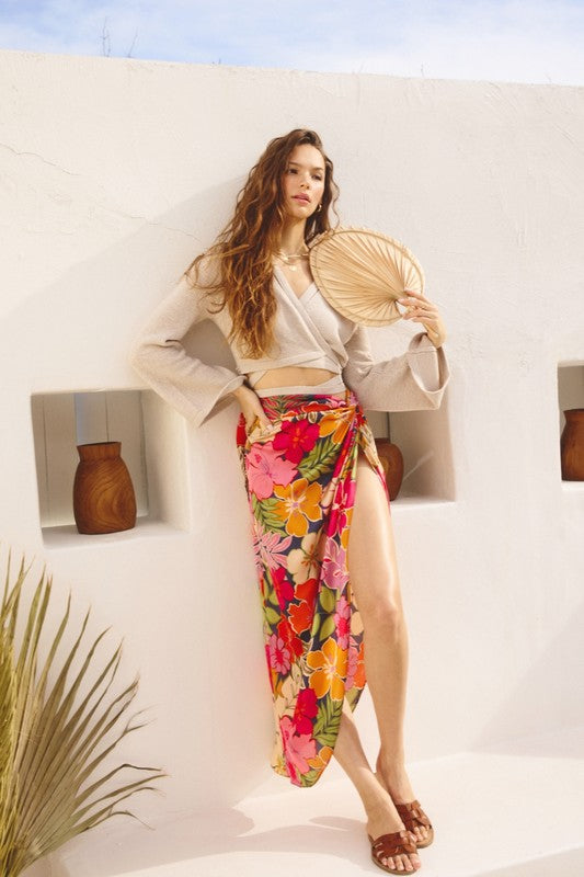 Viola Floral Wrap Midi Skirt / Sarong ( See Matching Top )