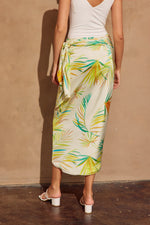 Eva Satin Tropical Tie Front Top & Wrap Midi Skirt Set