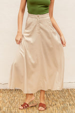 Fernanda Linen A-Line Maxi Skirt - Oatmeal